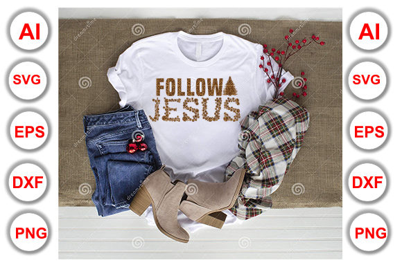 Thoughtful Follow Jesus Christian T-Shirt Design